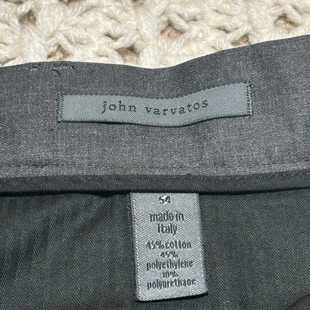 John Varvatos Cotton Blend Pants Charcoal Straight Leg Flat Front Mens Sz 54IT‎